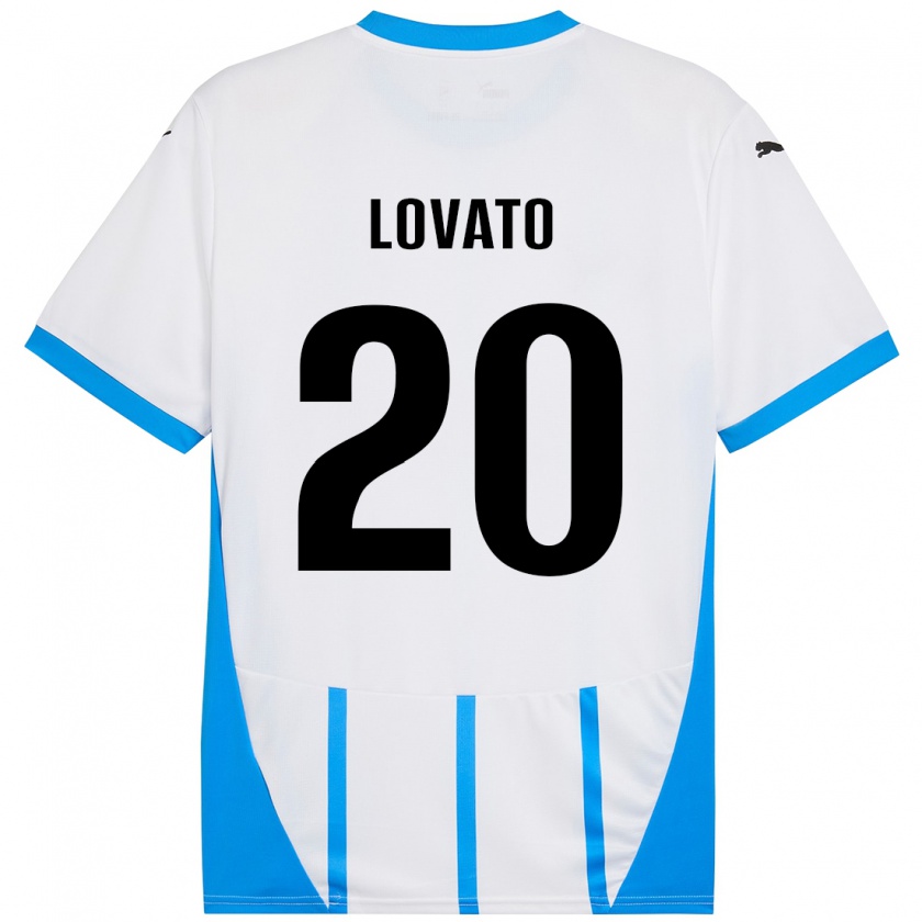 Kandiny Heren Matteo Lovato #20 Wit Blauw Uitshirt Uittenue 2024/25 T-Shirt