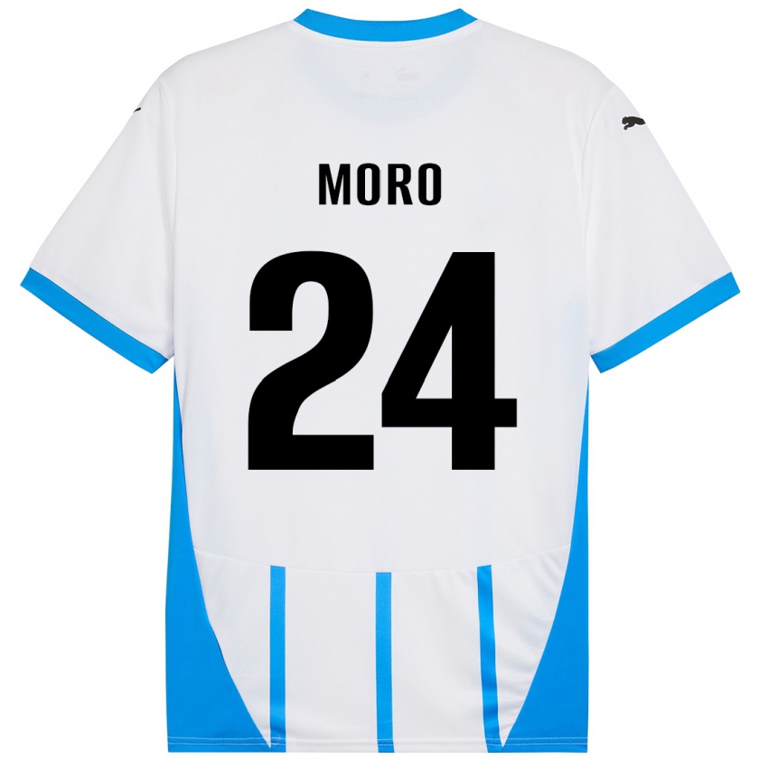 Kandiny Hombre Camiseta Luca Moro #24 Blanco Azul 2ª Equipación 2024/25 La Camisa