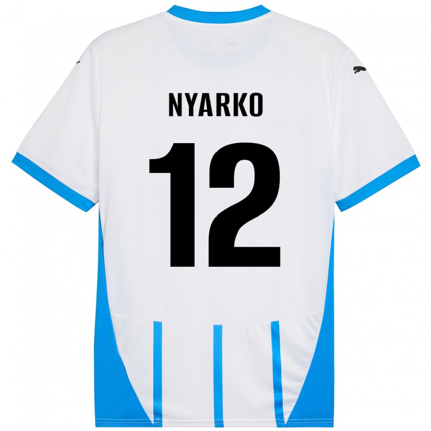 Kandiny Hombre Camiseta Lorenzo Nyarko #12 Blanco Azul 2ª Equipación 2024/25 La Camisa México