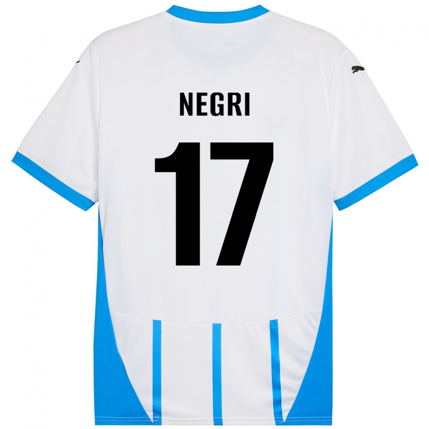 Kandiny Hombre Camiseta Gabriele Negri #17 Blanco Azul 2ª Equipación 2024/25 La Camisa