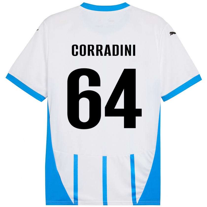 Kandiny Hombre Camiseta Francesco Corradini #64 Blanco Azul 2ª Equipación 2024/25 La Camisa