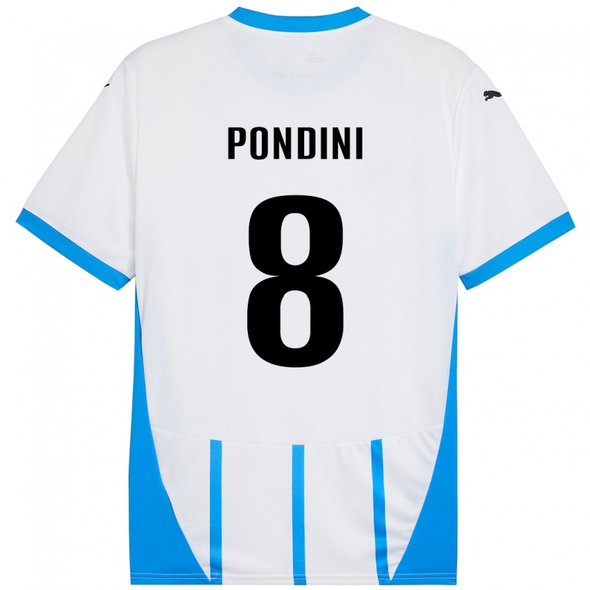 Kandiny Hombre Camiseta Giada Pondini #8 Blanco Azul 2ª Equipación 2024/25 La Camisa