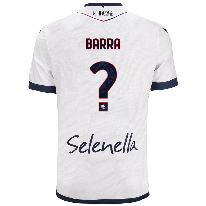 Kandiny Uomo Maglia Edoardo Barra #0 Bianco Blu Reale Kit Gara Away 2024/25 Maglietta