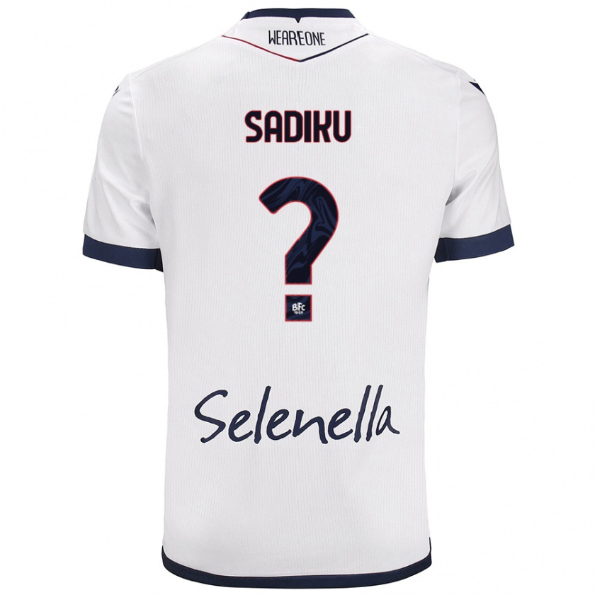 Kandiny Uomo Maglia Bamir Sadiku #0 Bianco Blu Reale Kit Gara Away 2024/25 Maglietta