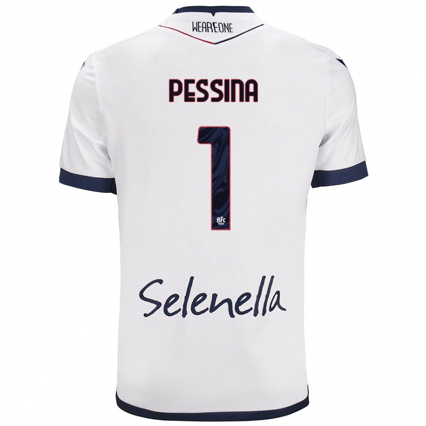 Kandiny Uomo Maglia Massimo Pessina #1 Bianco Blu Reale Kit Gara Away 2024/25 Maglietta