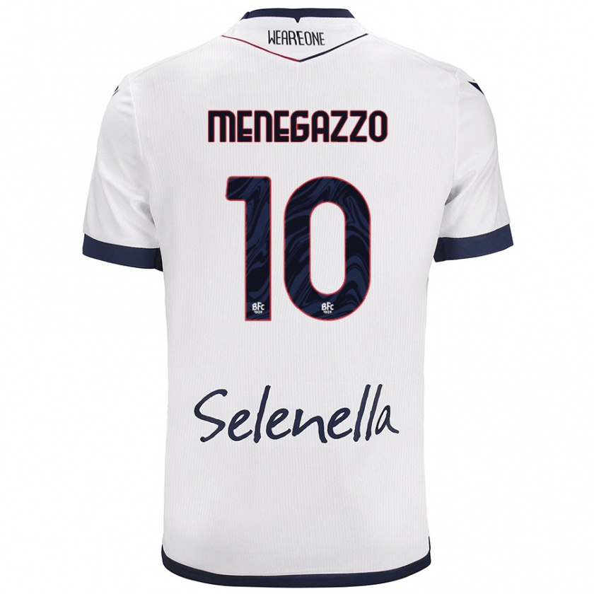 Kandiny Uomo Maglia Lorenzo Menegazzo #10 Bianco Blu Reale Kit Gara Away 2024/25 Maglietta