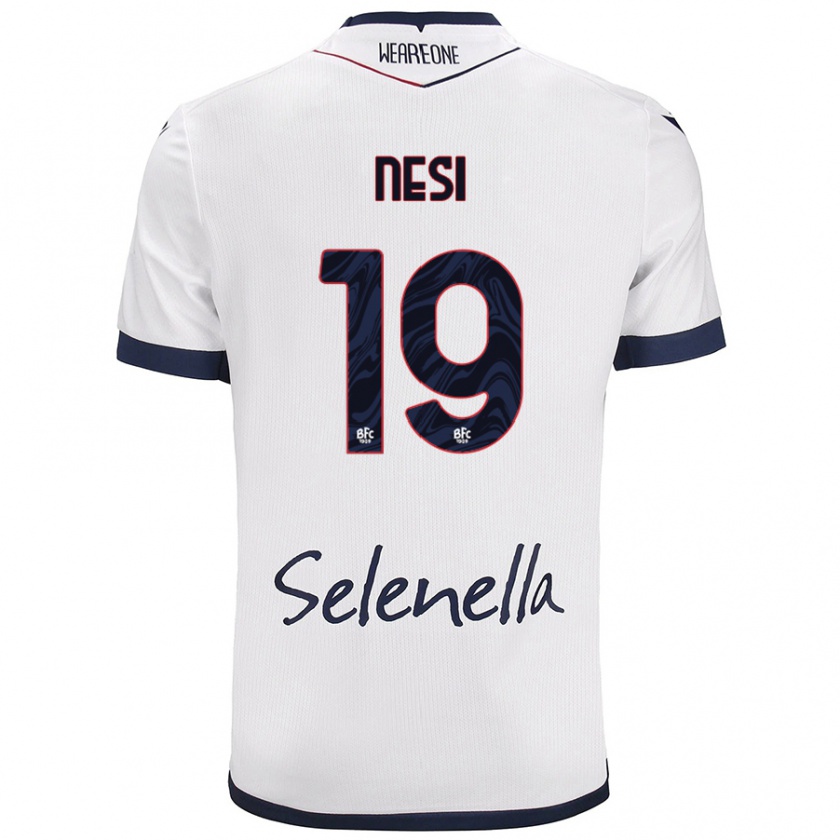 Kandiny Uomo Maglia Luca Nesi #19 Bianco Blu Reale Kit Gara Away 2024/25 Maglietta