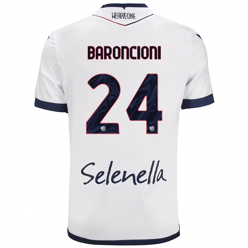 Kandiny Uomo Maglia Davide Baroncioni #24 Bianco Blu Reale Kit Gara Away 2024/25 Maglietta