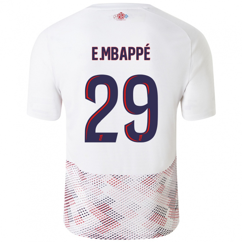 Kandiny Uomo Maglia Ethan Mbappé #29 Bianco Blu Reale Kit Gara Away 2024/25 Maglietta