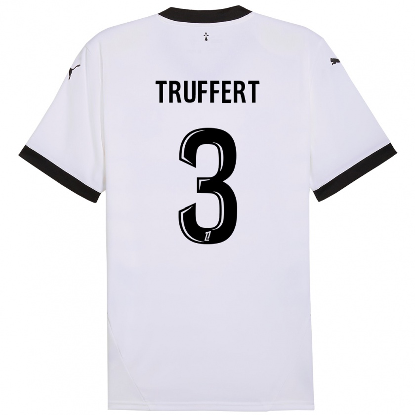 Kandiny Uomo Maglia Adrien Truffert #3 Bianco Nero Kit Gara Away 2024/25 Maglietta