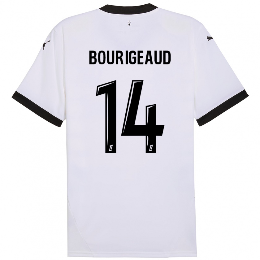 Kandiny Uomo Maglia Benjamin Bourigeaud #14 Bianco Nero Kit Gara Away 2024/25 Maglietta