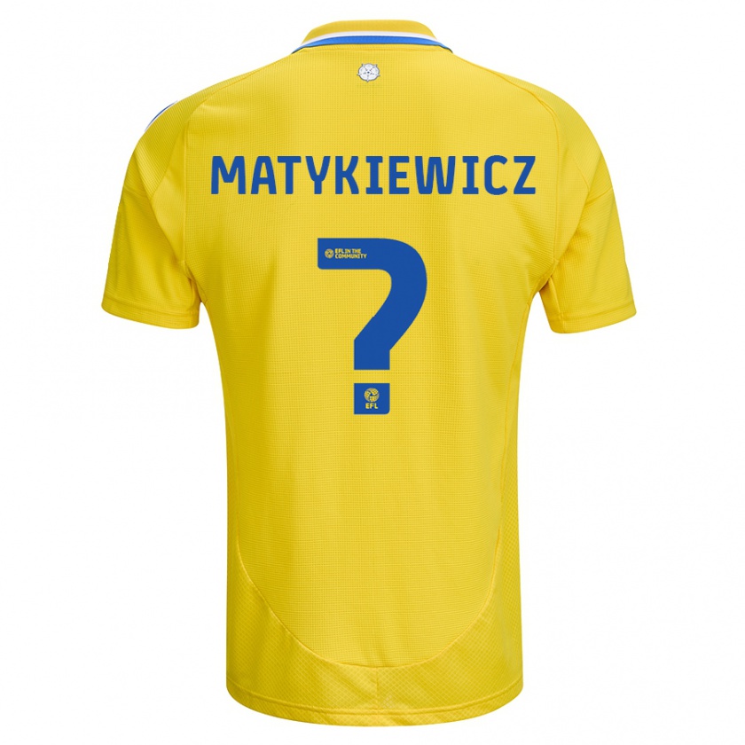 Kandiny Heren Luke Matykiewicz #0 Geel Blauw Uitshirt Uittenue 2024/25 T-Shirt