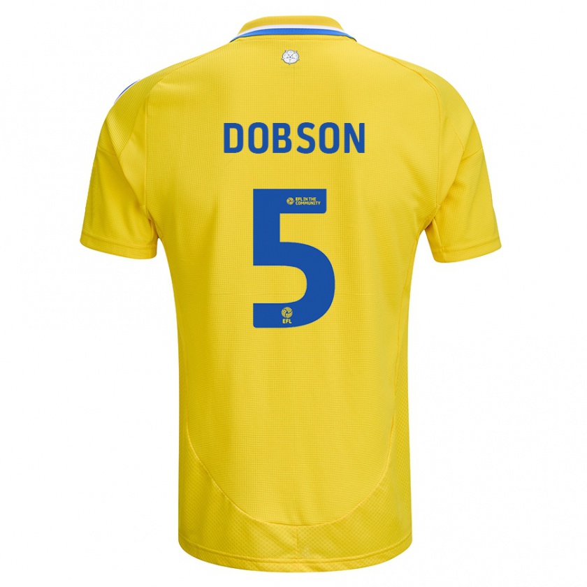 Kandiny Uomo Maglia Ellie Dobson #5 Giallo Blu Kit Gara Away 2024/25 Maglietta