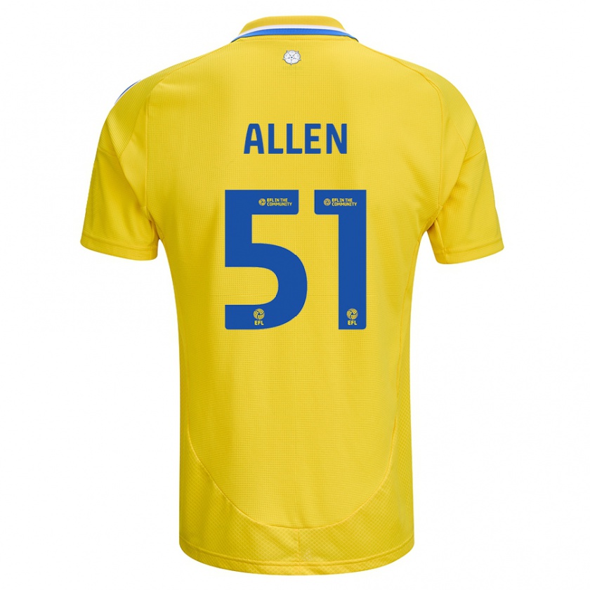 Kandiny Uomo Maglia Charlie Allen #51 Giallo Blu Kit Gara Away 2024/25 Maglietta