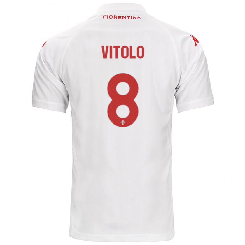 Kandiny Uomo Maglia Federico Vitolo #8 Bianco Kit Gara Away 2024/25 Maglietta