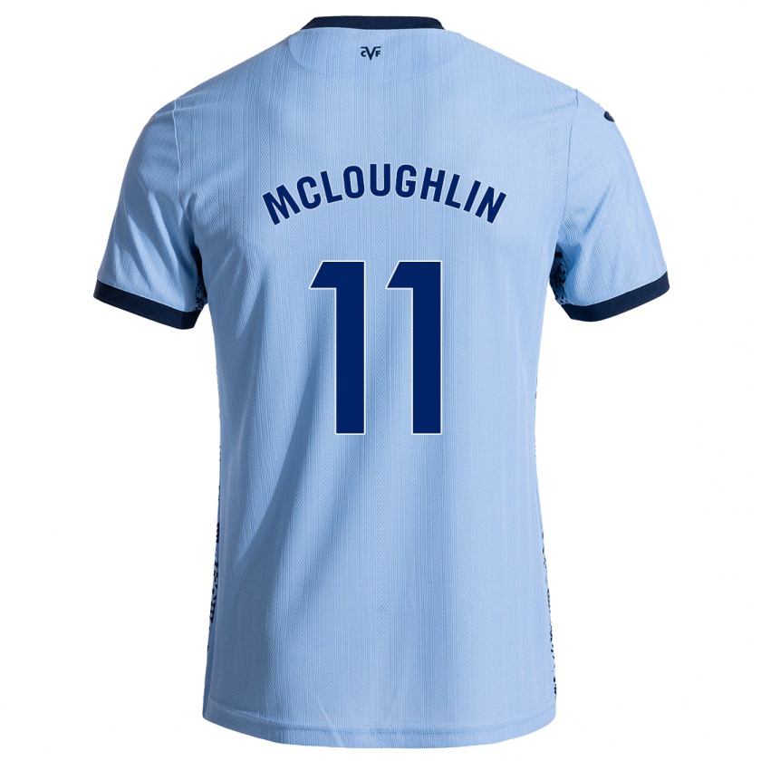 Kandiny Uomo Maglia Caden Mcloughlin #11 Azzurro Cielo Kit Gara Away 2024/25 Maglietta