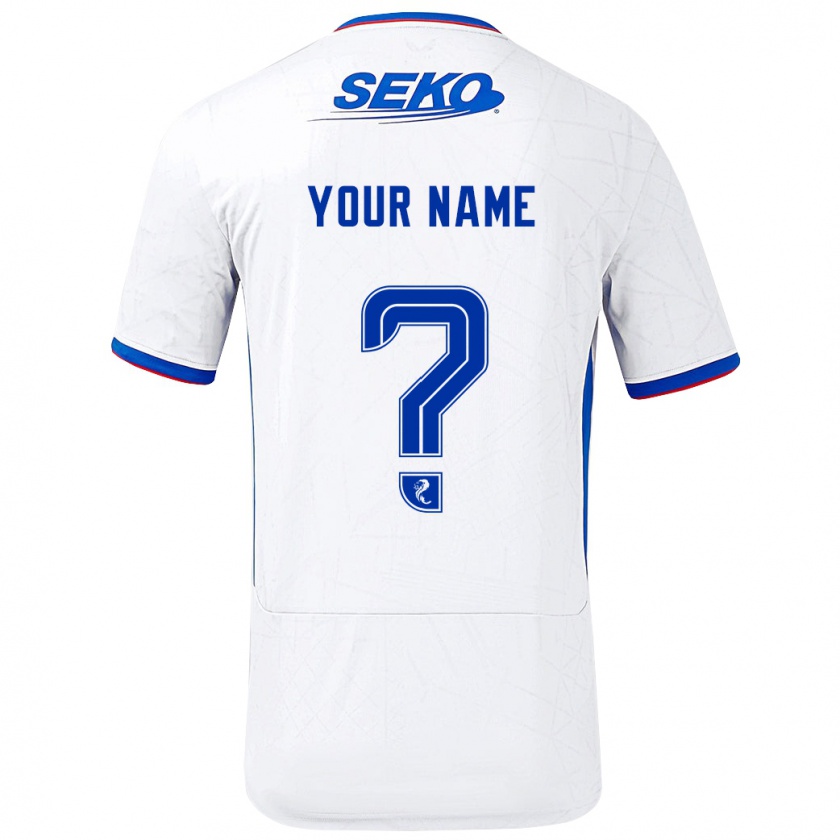 Kandiny Uomo Maglia Il Tuo Nome #0 Bianco Blu Kit Gara Away 2024/25 Maglietta