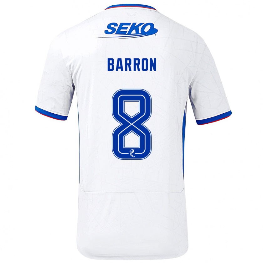 Kandiny Hombre Camiseta Connor Barron #8 Blanco Azul 2ª Equipación 2024/25 La Camisa