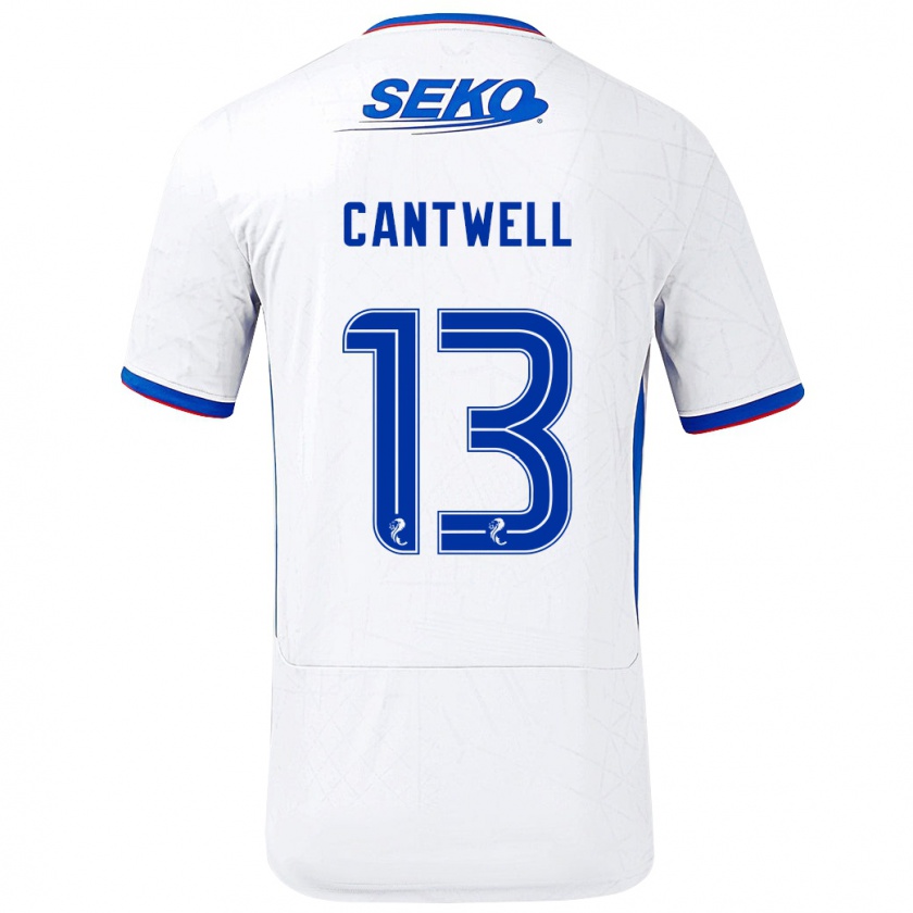 Kandiny Hombre Camiseta Todd Cantwell #13 Blanco Azul 2ª Equipación 2024/25 La Camisa México