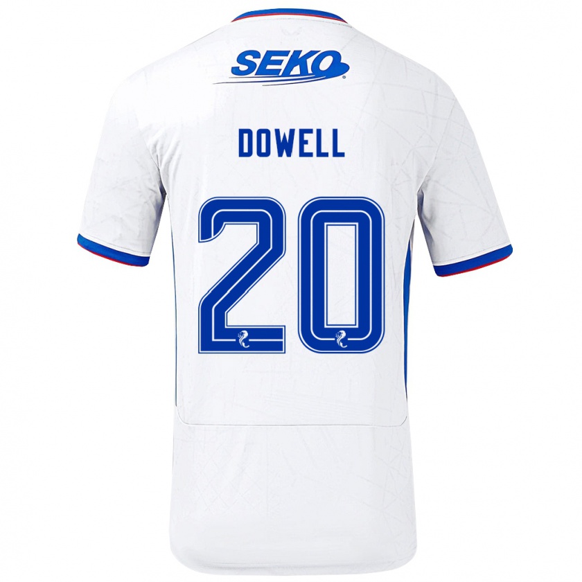 Kandiny Uomo Maglia Kieran Dowell #20 Bianco Blu Kit Gara Away 2024/25 Maglietta