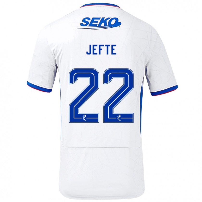 Kandiny Uomo Maglia Jefté #22 Bianco Blu Kit Gara Away 2024/25 Maglietta