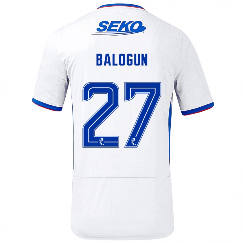 Kandiny Uomo Maglia Leon Balogun #27 Bianco Blu Kit Gara Away 2024/25 Maglietta