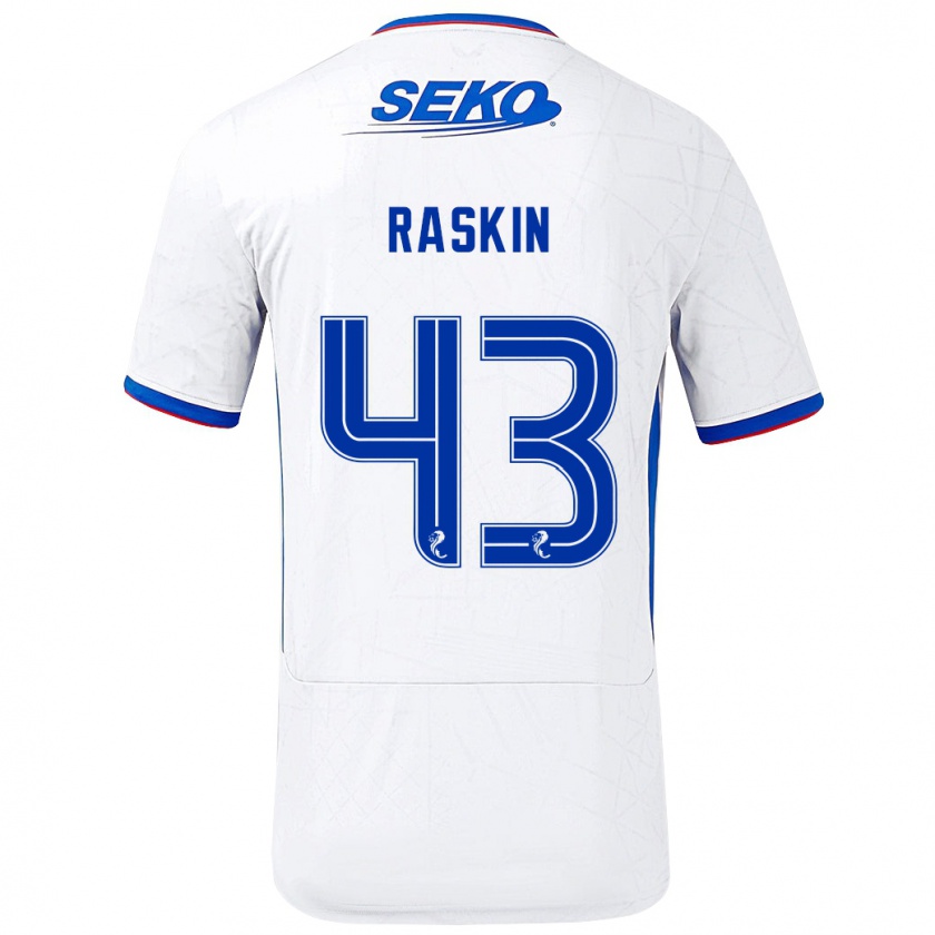 Kandiny Hombre Camiseta Nicolas Raskin #43 Blanco Azul 2ª Equipación 2024/25 La Camisa