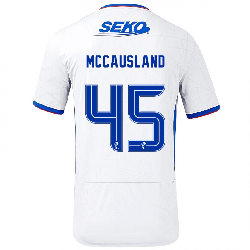 Kandiny Heren Ross Mccausland #45 Wit Blauw Uitshirt Uittenue 2024/25 T-Shirt