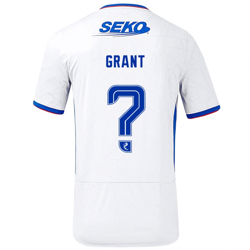 Kandiny Uomo Maglia Leyton Grant #0 Bianco Blu Kit Gara Away 2024/25 Maglietta