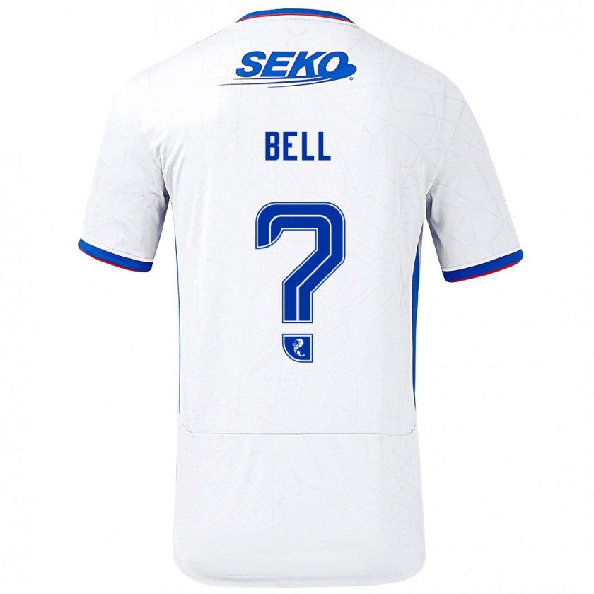 Kandiny Hombre Camiseta Cameron Bell #0 Blanco Azul 2ª Equipación 2024/25 La Camisa