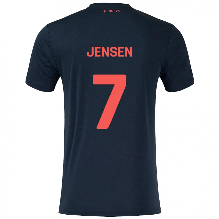 Kandiny Hombre Camiseta Victor Jensen #7 Negro Rojo 2ª Equipación 2024/25 La Camisa