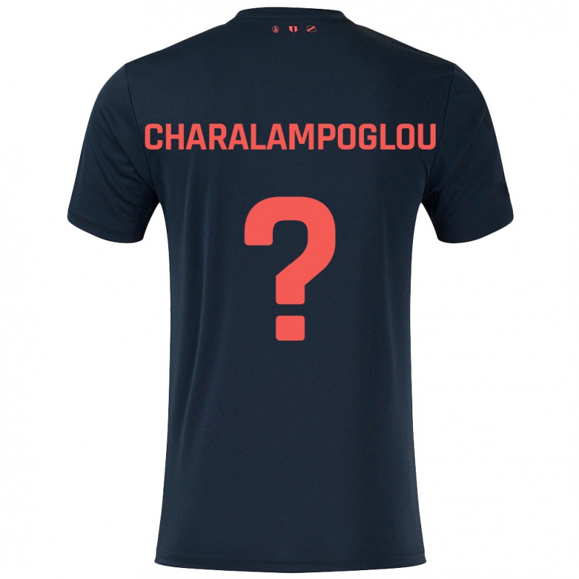 Kandiny Uomo Maglia Georgios Charalampoglou #0 Nero Rosso Kit Gara Away 2024/25 Maglietta