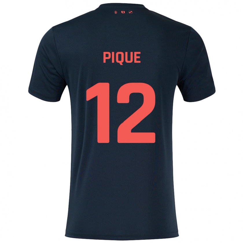 Kandiny Hombre Camiseta Naomi Piqué #12 Negro Rojo 2ª Equipación 2024/25 La Camisa