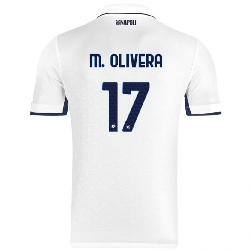 Kandiny Heren Mathías Olivera #17 Wit Koningsblauw Uitshirt Uittenue 2024/25 T-Shirt