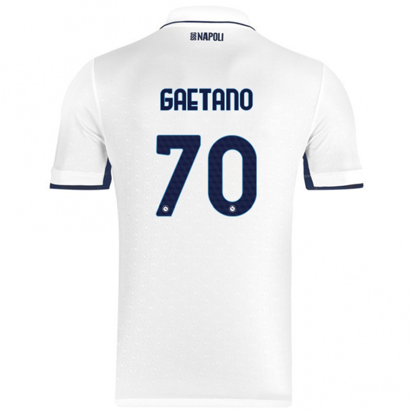 Kandiny Heren Gianluca Gaetano #70 Wit Koningsblauw Uitshirt Uittenue 2024/25 T-Shirt