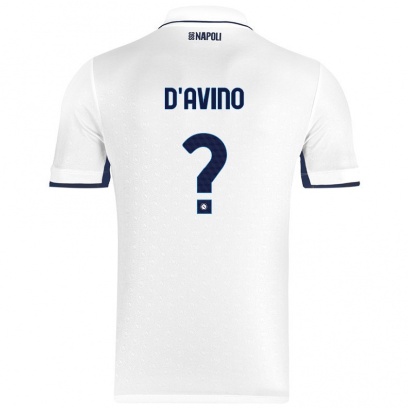 Kandiny Uomo Maglia Luigi D'avino #0 Bianco Blu Reale Kit Gara Away 2024/25 Maglietta