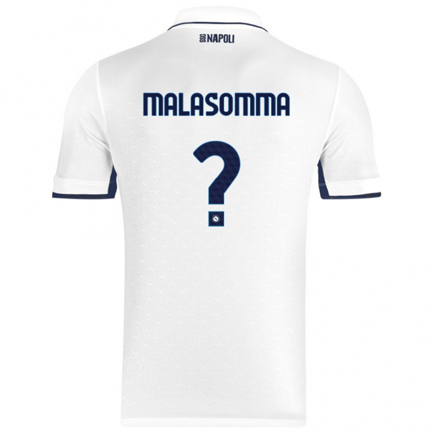 Kandiny Hombre Camiseta Matteo Malasomma #0 Blanco Azul Real 2ª Equipación 2024/25 La Camisa