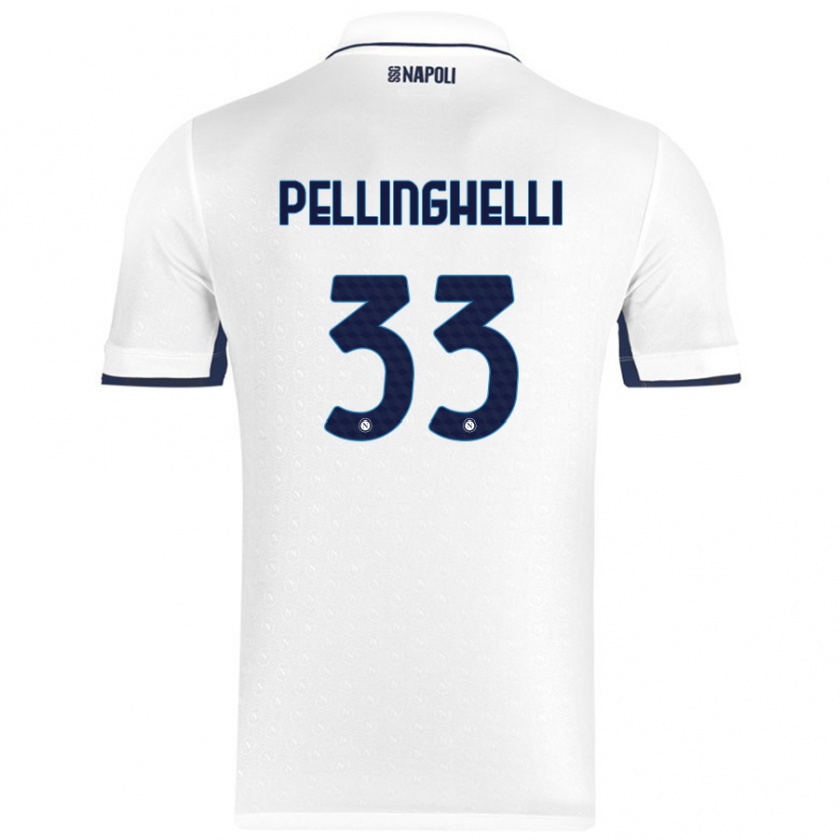 Kandiny Uomo Maglia Alice Pellinghelli #33 Bianco Blu Reale Kit Gara Away 2024/25 Maglietta