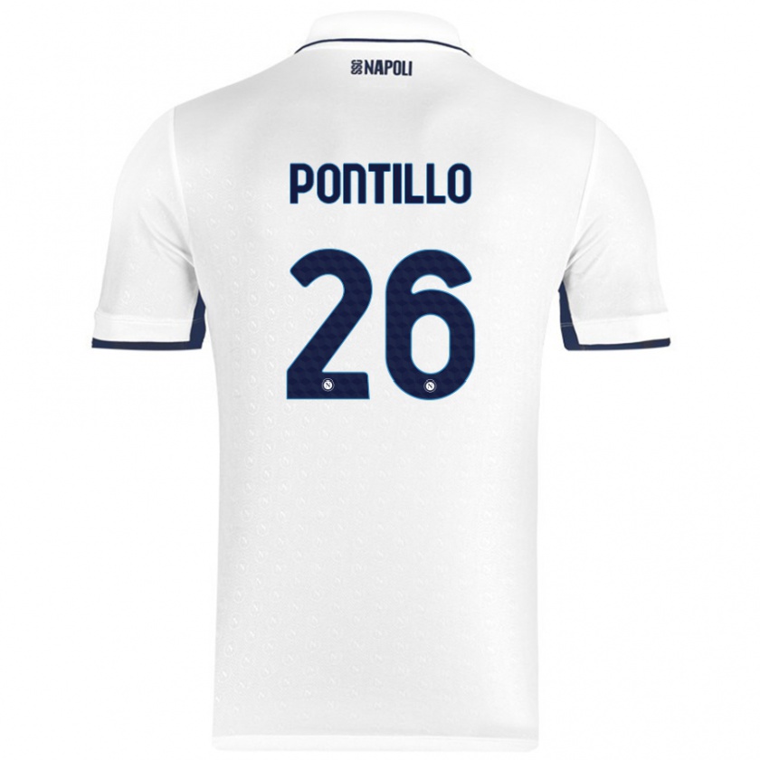 Kandiny Uomo Maglia Pasquale Pontillo #26 Bianco Blu Reale Kit Gara Away 2024/25 Maglietta