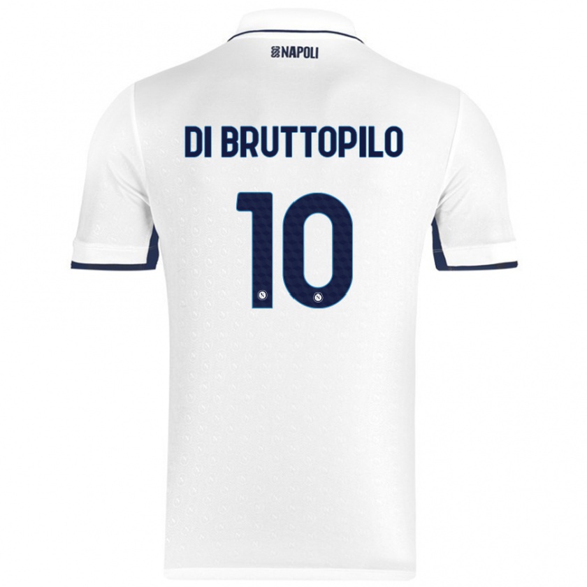 Kandiny Heren Giuseppe Ambrosino Di Bruttopilo #10 Wit Koningsblauw Uitshirt Uittenue 2024/25 T-Shirt