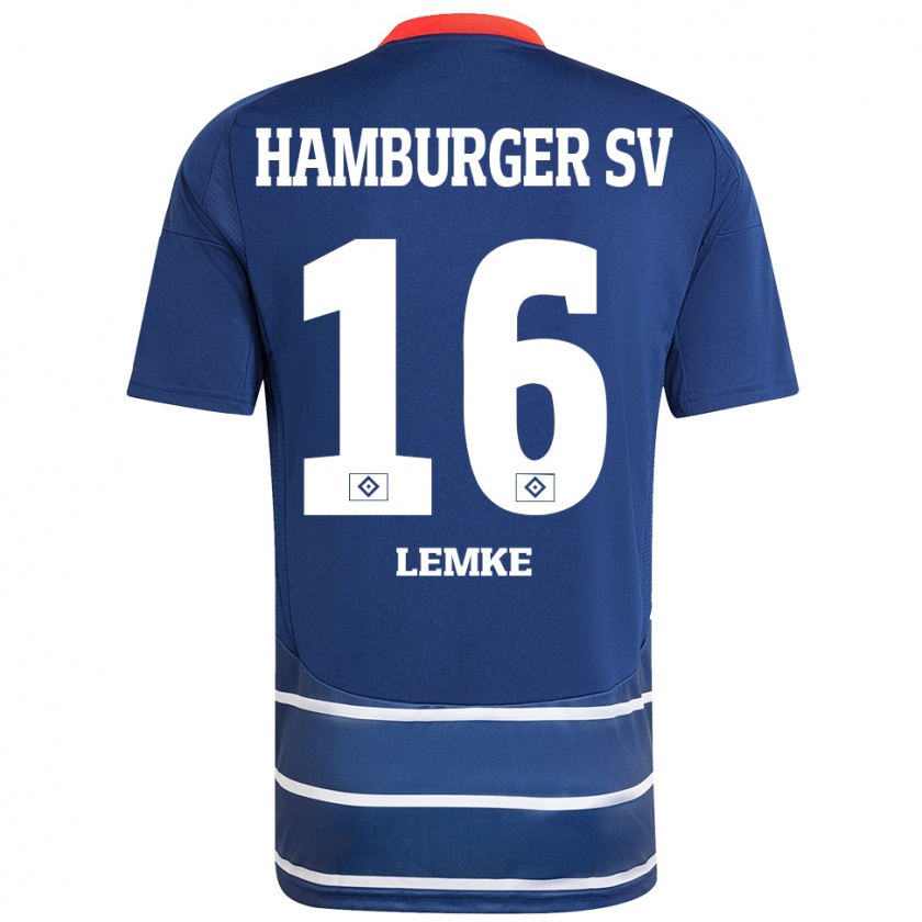 Kandiny Uomo Maglia Louis Lemke #16 Blu Scuro Kit Gara Away 2024/25 Maglietta