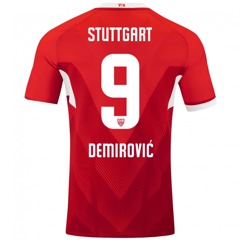 Kandiny Heren Ermedin Demirovic #9 Rood Wit Uitshirt Uittenue 2024/25 T-Shirt