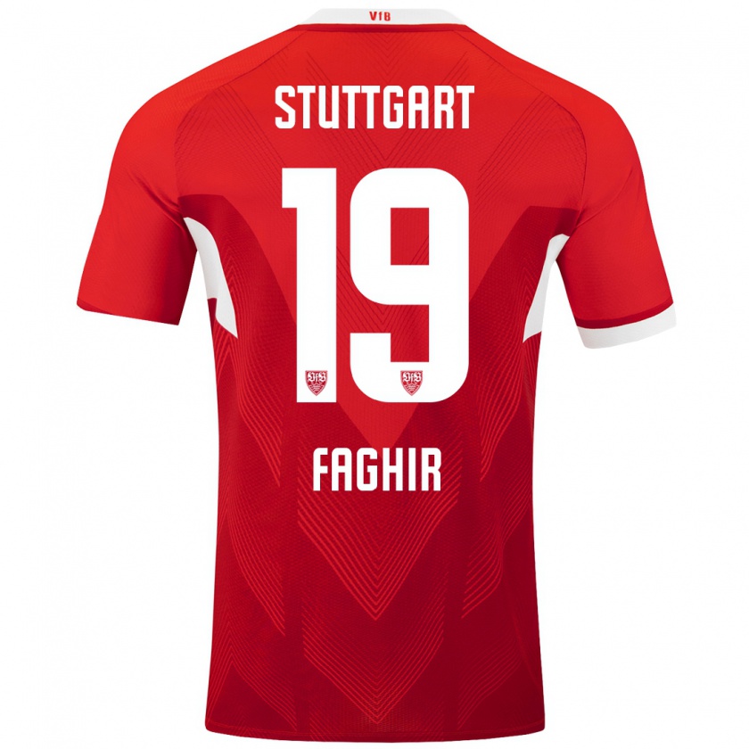 Kandiny Uomo Maglia Wahid Faghir #19 Rosso Bianco Kit Gara Away 2024/25 Maglietta