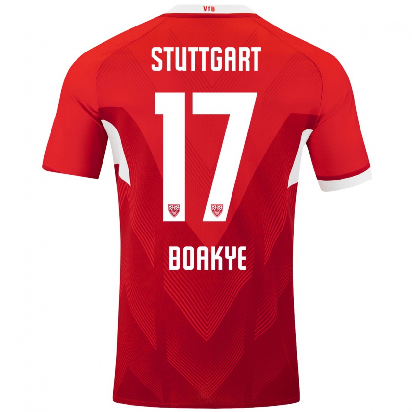 Kandiny Heren Maurice Boakye #17 Rood Wit Uitshirt Uittenue 2024/25 T-Shirt België