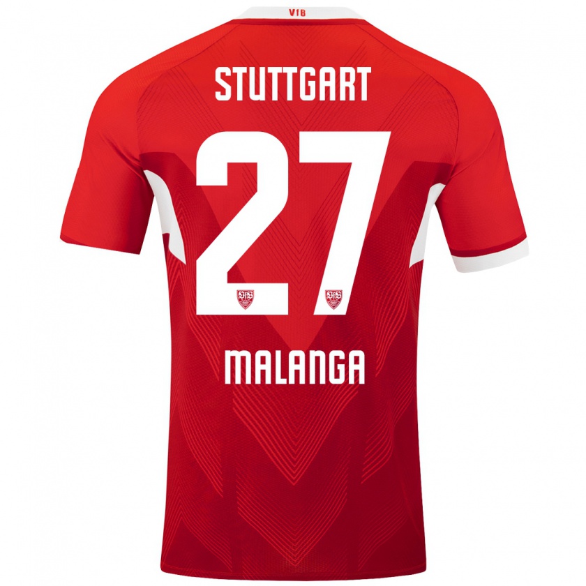 Kandiny Uomo Maglia Jarzinho Malanga #27 Rosso Bianco Kit Gara Away 2024/25 Maglietta