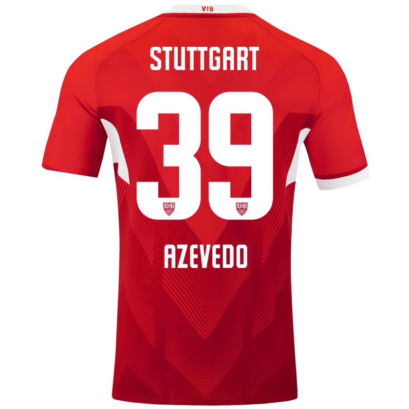 Kandiny Heren Alexandre Azevedo #39 Rood Wit Uitshirt Uittenue 2024/25 T-Shirt