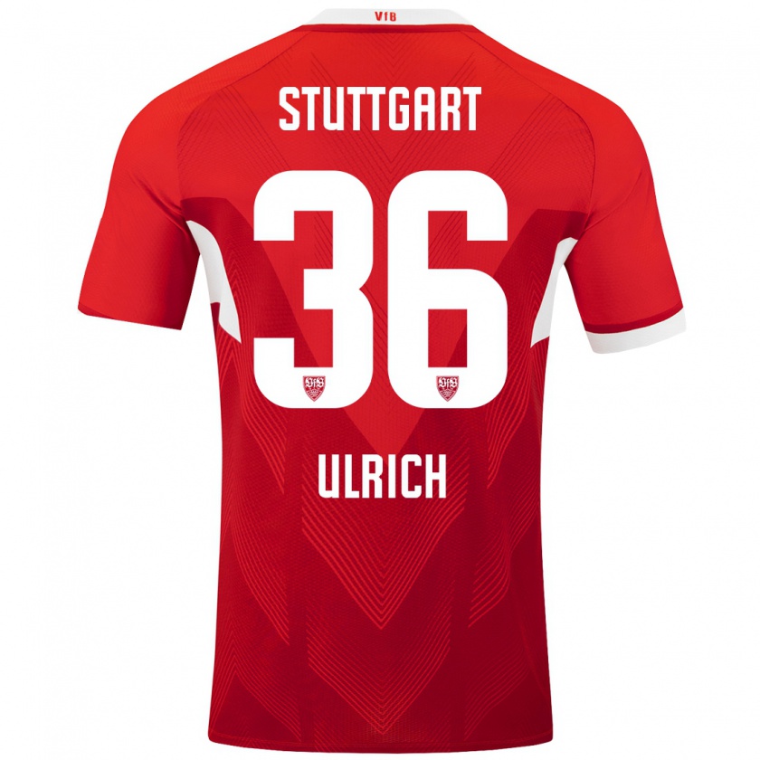 Kandiny Uomo Maglia Laurin Ulrich #36 Rosso Bianco Kit Gara Away 2024/25 Maglietta