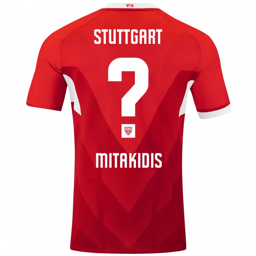 Kandiny Heren Dimitrios Mitakidis #0 Rood Wit Uitshirt Uittenue 2024/25 T-Shirt