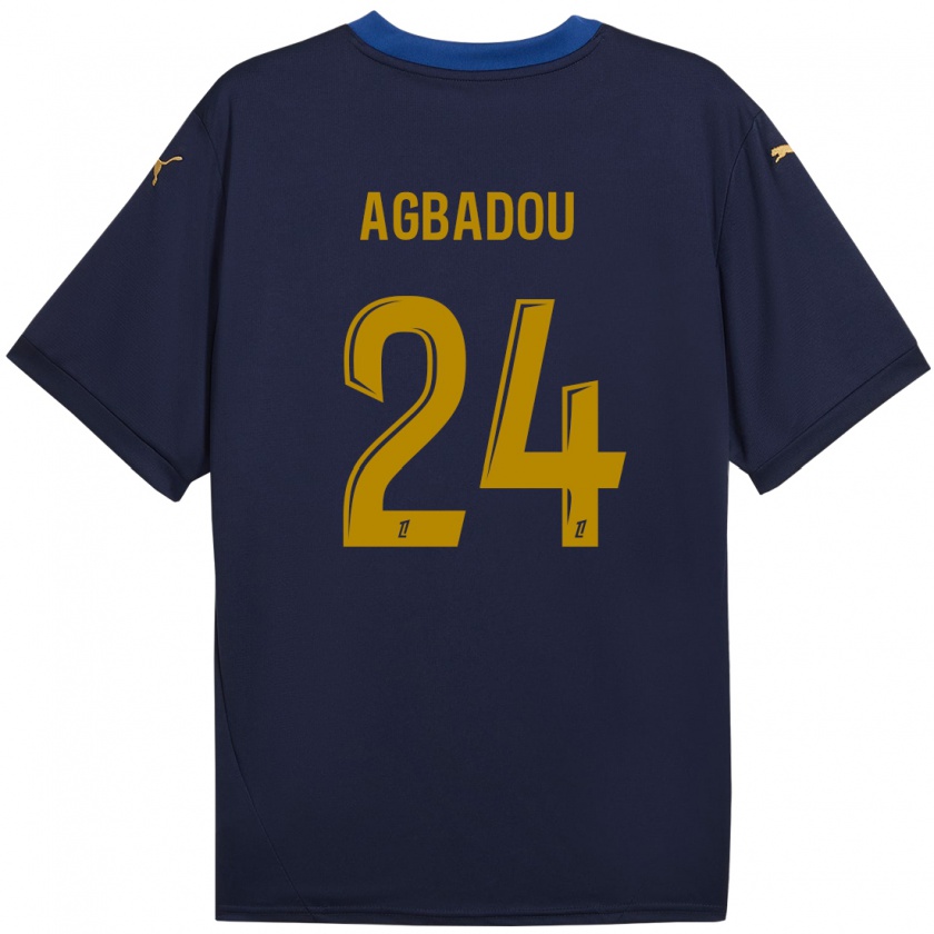 Kandiny Hombre Camiseta Emmanuel Agbadou #24 Azul Marino Dorado 2ª Equipación 2024/25 La Camisa