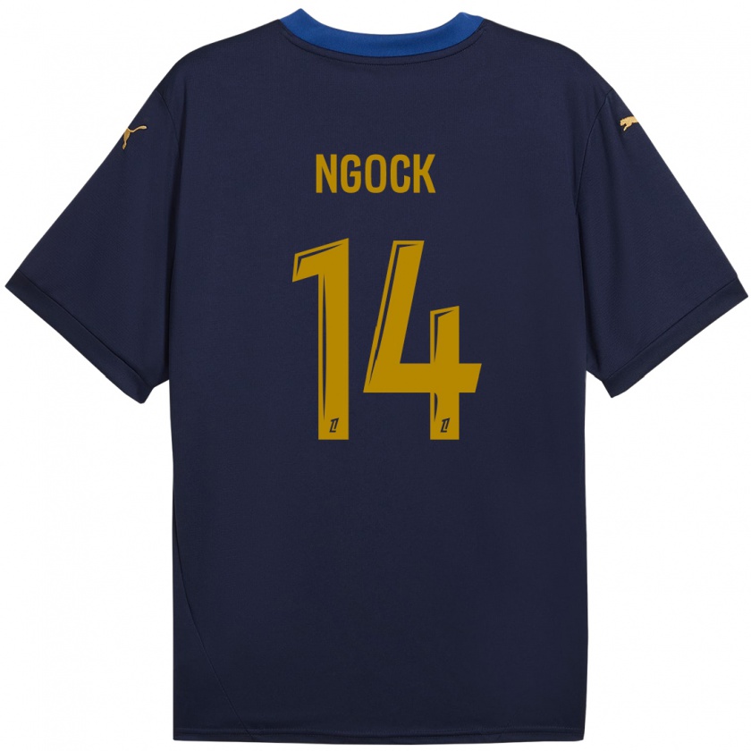 Kandiny Hombre Camiseta Monique Ngock #14 Azul Marino Dorado 2ª Equipación 2024/25 La Camisa